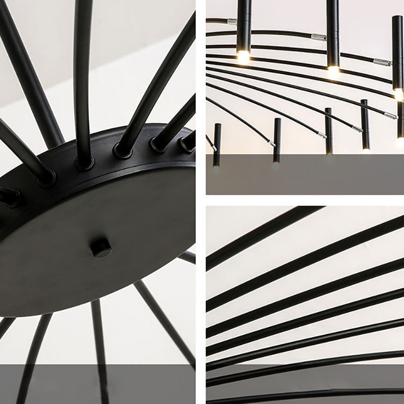 Contemporary Scandinavian Round Radioactive Iron Aluminum Chandelier 12/24 Light for Living Room