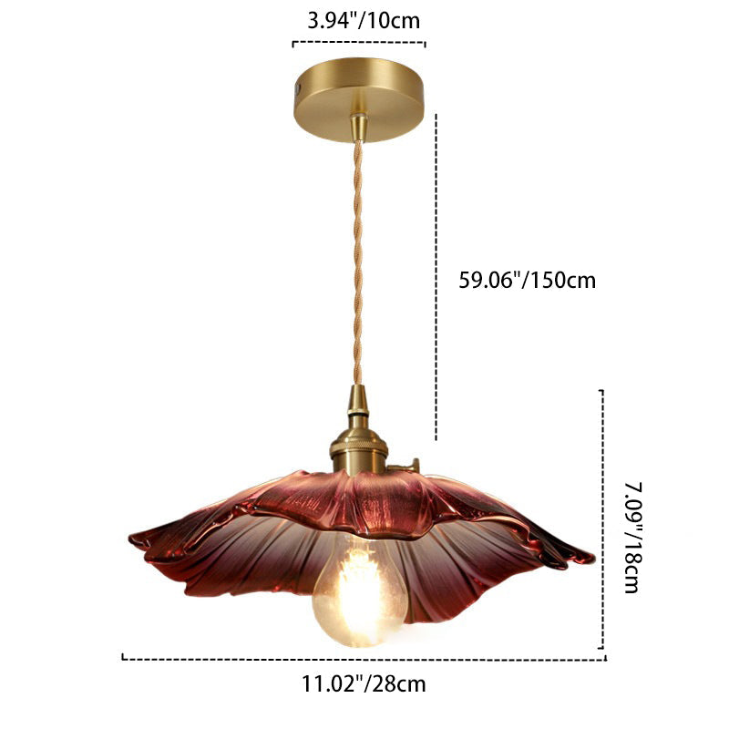 Vintage Lotus Leaf Brass Pendant Light - 1-Light Fixture for Living Room