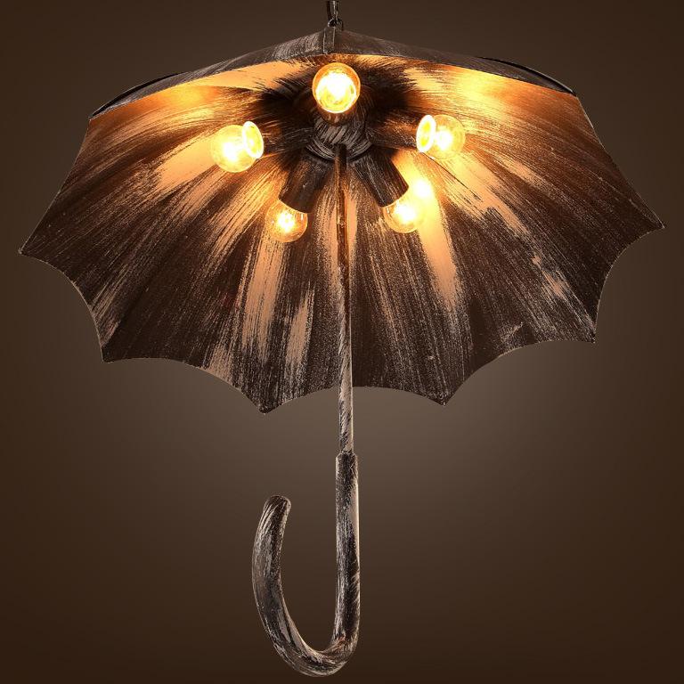 Contemporary Industrial Round Iron 5-Light Umbrella Chandelier - Living Room Lighting Decor