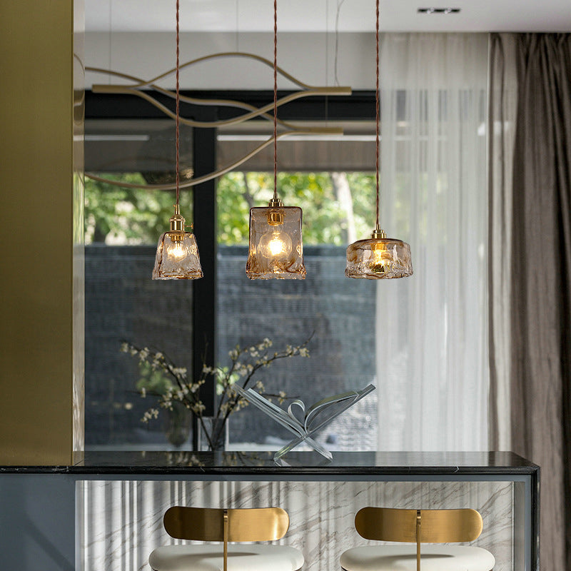 Vintage Amber Glass Pendant Light - 1-Light Ceiling Fixture for Home Decor, Retro Lighting, Industrial Style, Elegant Hanging Lamp
