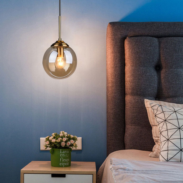 Contemporary Nordic Copper Glass Shade Island Light Chandelier - 1/3/5-Light for Dining Room