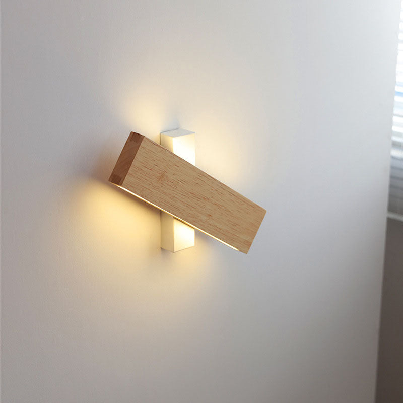 Nordic Modern Rectangular Wood Acrylic LED Wall Sconce Lamp