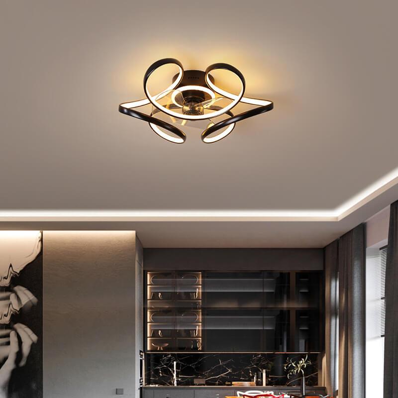 Simple Creative LED Flush Mount Fan Light - Modern Ceiling Fixture, Energy Efficient, Stylish Design, Home Lighting Solution