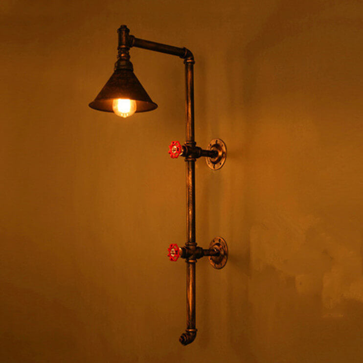 Retro Industrial Iron Water Pipe Wall Sconce Lamp - 1-Light Design  

Illuminate your space with this stylish retro industrial wall sconce, featuring a unique iron water pipe design. Perfect for adding a vintage touch to any room, this one-light sconce co