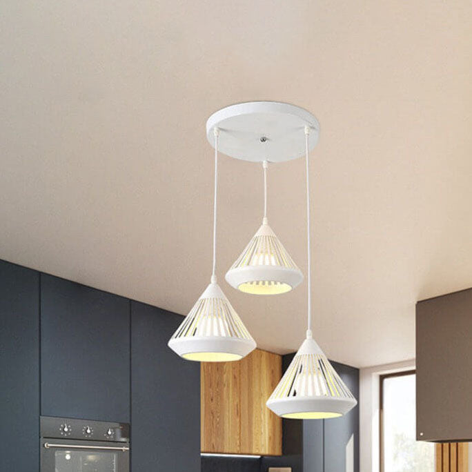 Modern Minimalist Iron Hollow Diamond 1/3-Light Island Chandelier