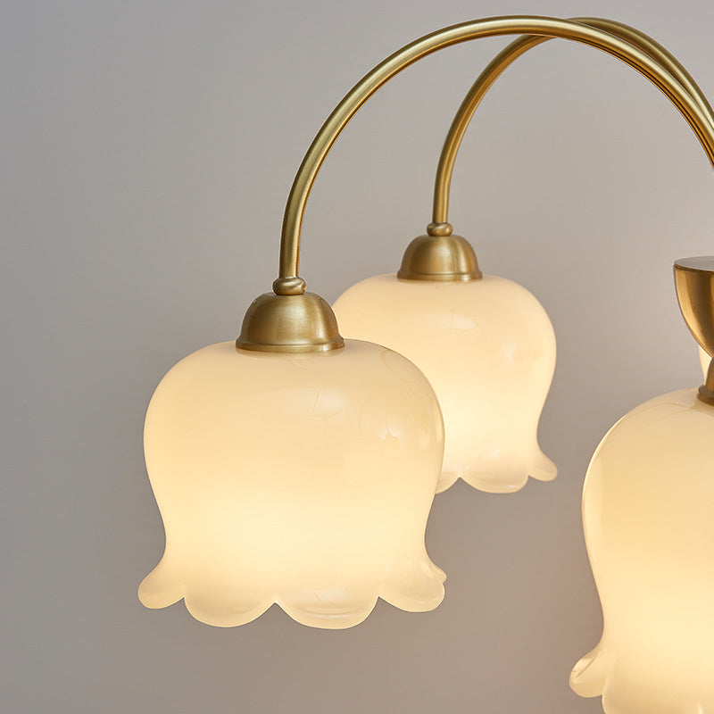 Traditional French Floral Copper Glass Chandelier - 5/6/8 Light for Living Room