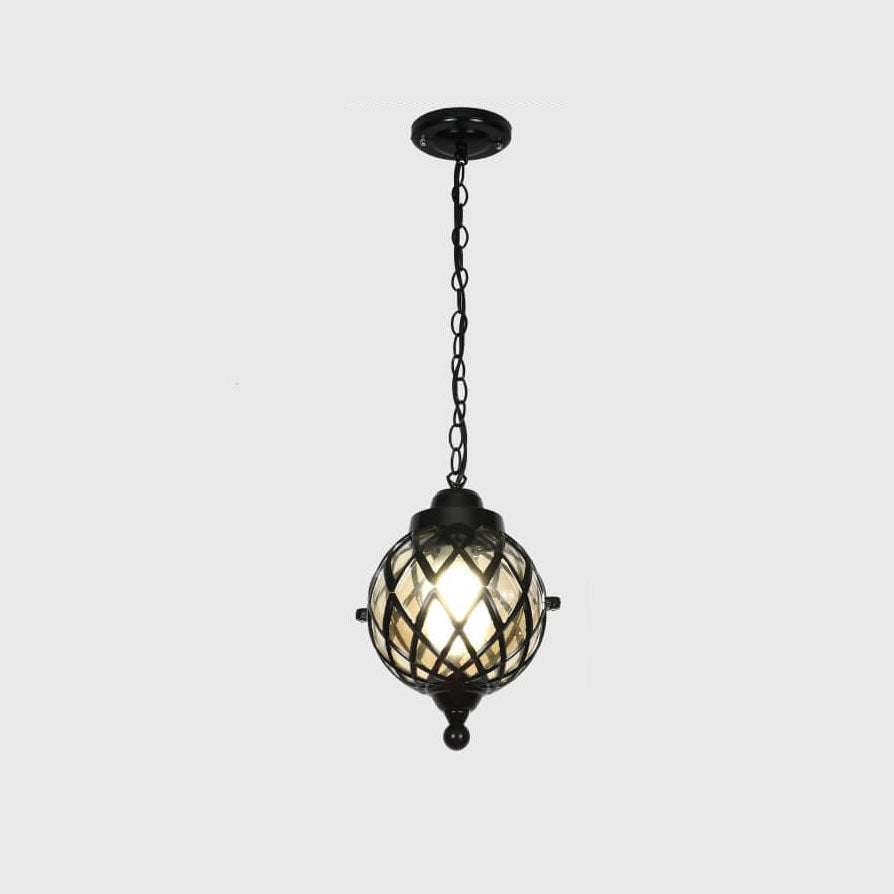 European Vintage Round Ball Die-Cast Aluminum Outdoor Waterproof Pendant Light 1-Light