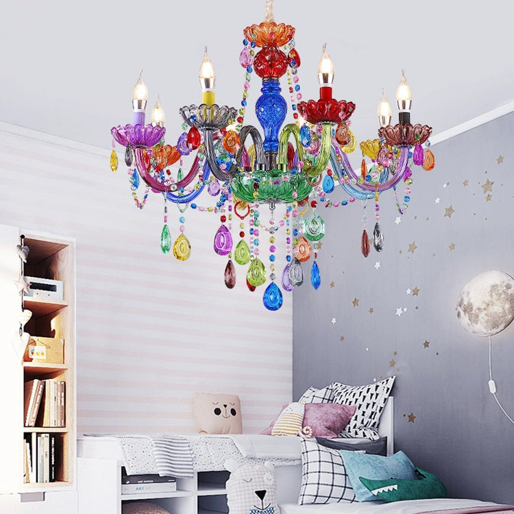 Modern Luxury Crown Iron Glass Crystal Chandelier 6/8 Light for Dining Room
