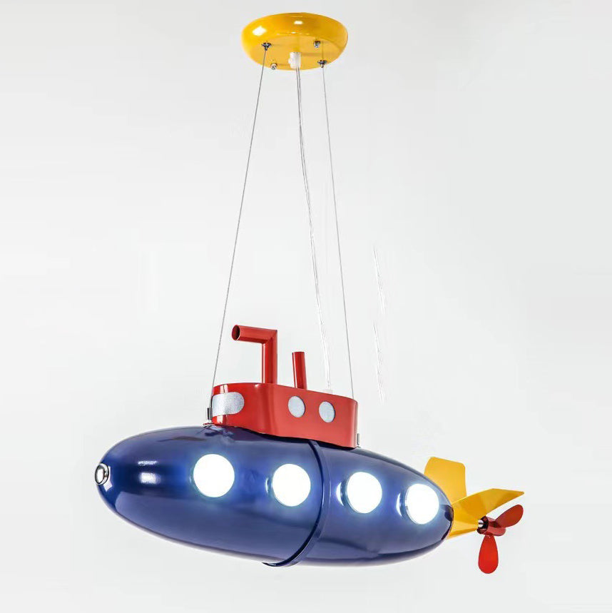 Contemporary Cartoon Submarine LED Chandelier for Kids' Bedroom