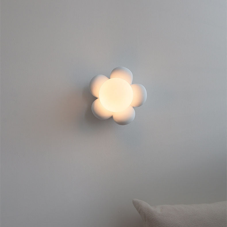 Modern Creative Flower Shape Glass Ceramic 1-Light Kids Wall Sconce Lamp Decorative Night Light for Children's Room Stylish Floral Design Nursery Wall Decor Energy-Efficient LED Compatible Adorable Kids Lighting Fixture Colorful Playroom Accent Lamp Ideal