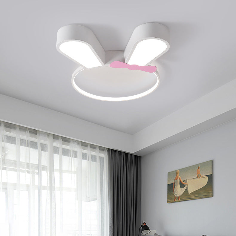 Contemporary Kids Rabbit LED Flush Mount Ceiling Light, Acrylic Bedroom Lighting Fixture, Cute Animal Decor for Children's Room, Modern Flushmount Lighting for Nursery, Playroom, Bedroom Decor, Adjustable Brightness Kids Light, Energy-Efficient Rabbit Lig