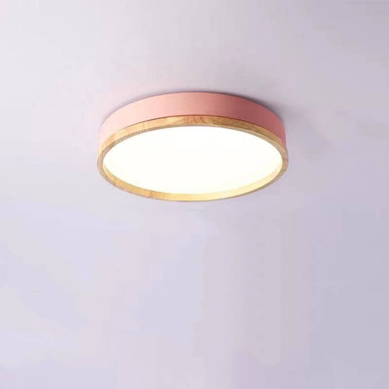 Simple Macaron Round Acrylic LED Flush Mount Ceiling Light - Modern Lighting Fixture for Home, Kitchen, and Hallway, Energy Efficient Design