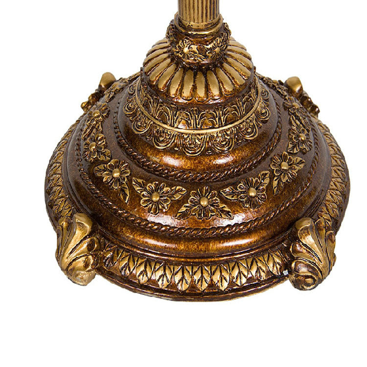 Traditional Floral Cylinder Resin Floor Lamp for Bedroom Lighting