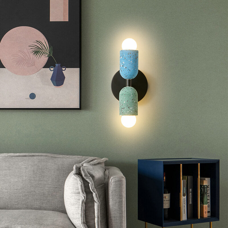 Modern Wabi-Sabi Iron Cement Wall Sconce Lamp - 2-Light Design