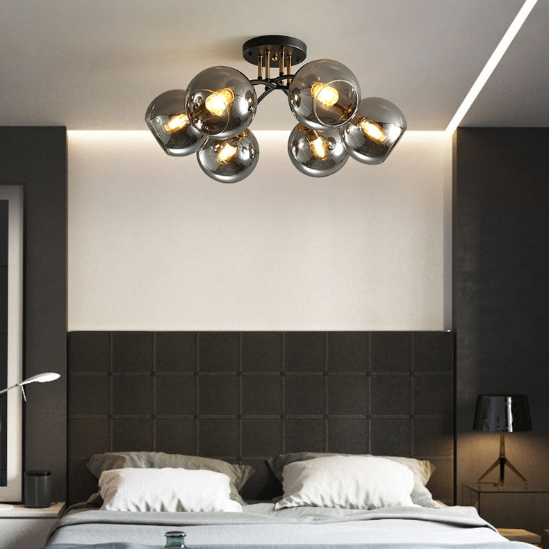 Modern Luxury Iron Glass Magic Bean Semi-Flush Mount Ceiling Light - 4/6/8 Lights for Bedroom
