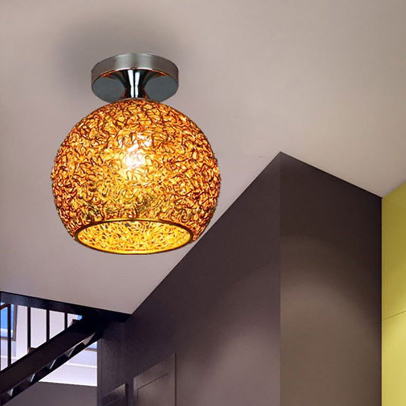 Contemporary Scandinavian Iron Aluminum Weaving Ball Semi-Flush Ceiling Light for Hallway
