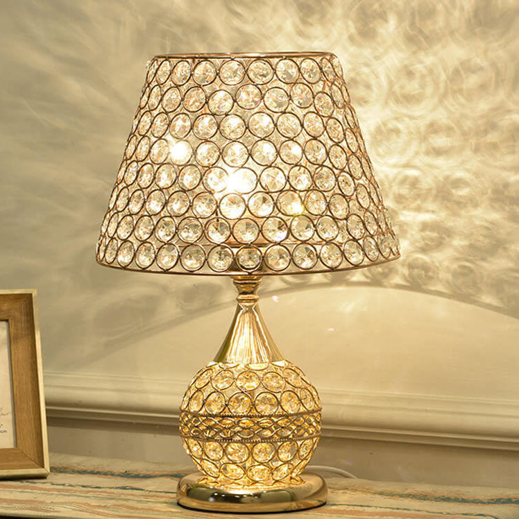 Nordic Luxury Crystal Cone Geometry 1-Light Table Lamp - Modern LED Nightstand Lamp, Elegant Home Decor, Contemporary Lighting, Stylish Bedside Accent, Unique Crystal Design for Living Room, Bedroom, Office, and Dining Area
