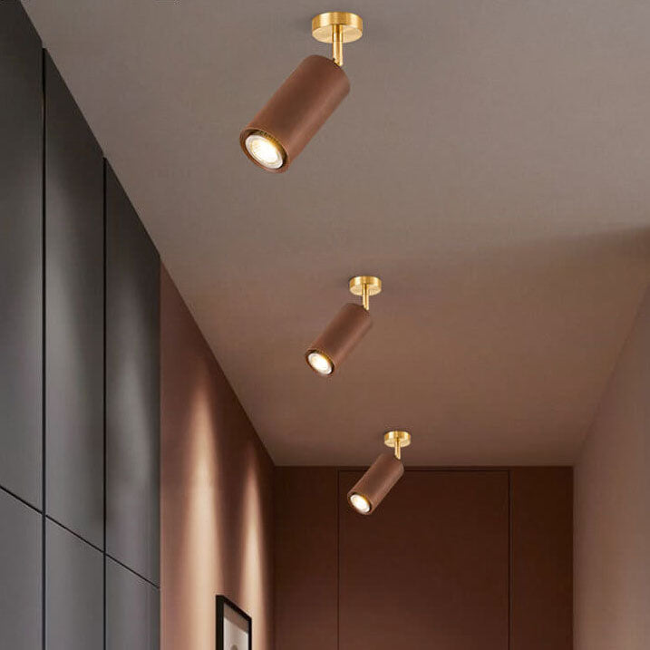 Modern Minimalist Walnut Wood LED Semi-Flush Mount Ceiling Light for Living Room