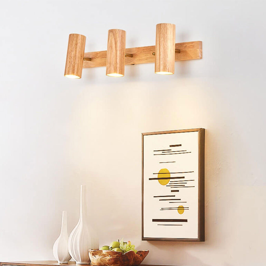 Modern Minimalist Wood Track Spotlight Wall Sconce Lamp 1/2/3 Light, Adjustable Lighting Fixture, LED Compatible, Contemporary Home Decor, Industrial Style Light, Wall Mounted Track Lighting, Elegant Accent Lighting for Living Room, Bedroom, Kitchen, Hall
