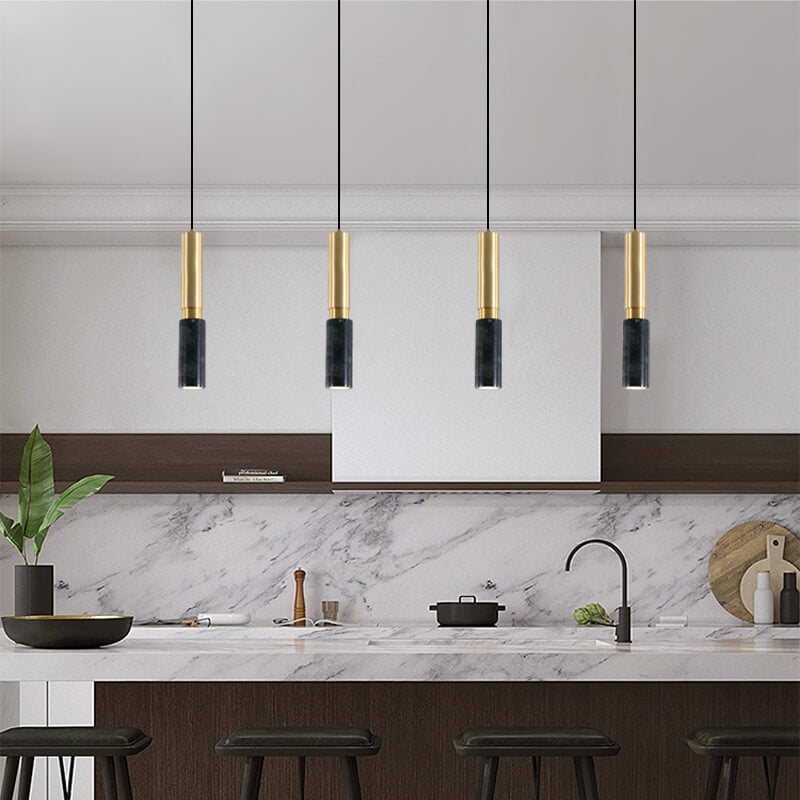 Contemporary Nordic Marble Terrazzo Pendant Light - Modern 1-Light Metal Fixture for Living Room