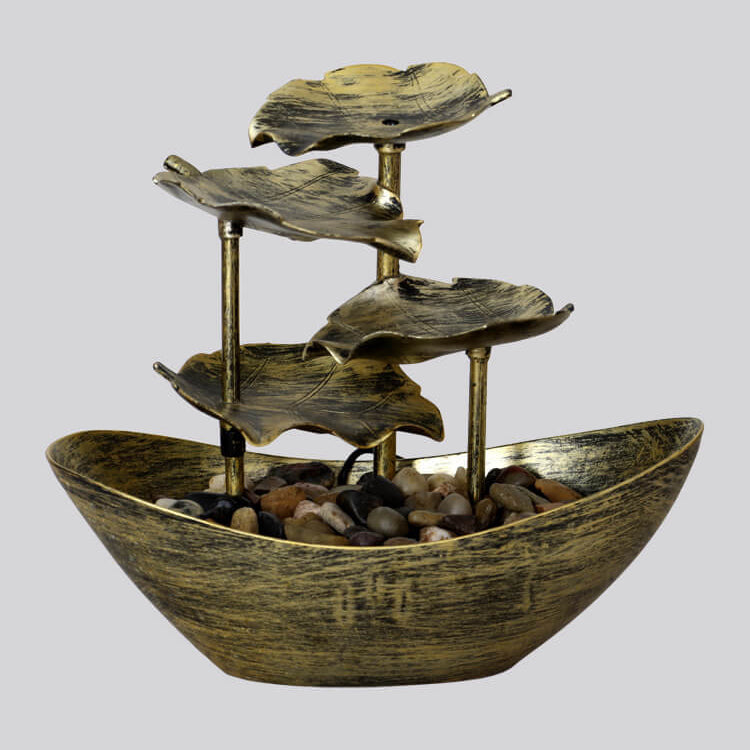 Lotus Leaf Yuanbao Flowing Fountain LED Table Lamp - Elegant Decorative Light for Home & Office, Water Fountain Night Light with Soothing Ambiance