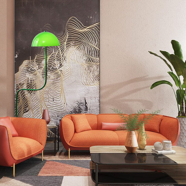 Contemporary Scandinavian Iron Glass Dome Floor Lamp for Study - 1-Light Design