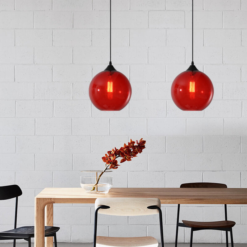 Modern Minimalist Stained Glass Iron 1-Light Pendant for Living Room