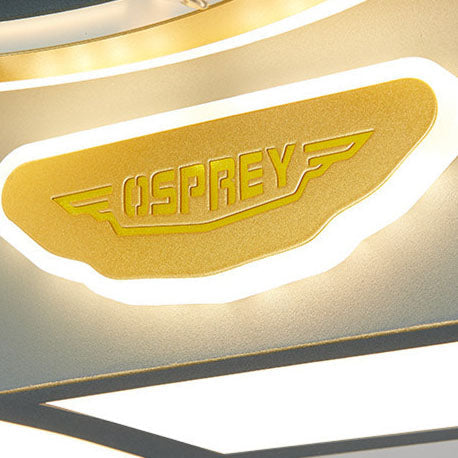 Contemporary LED Aircraft Ceiling Fan Light for Kids' Bedroom