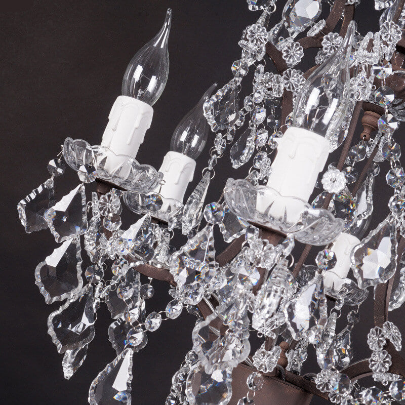 Vintage Crystal Candelabra Lamp - 6-Light Rust Table Lamp for Living Room