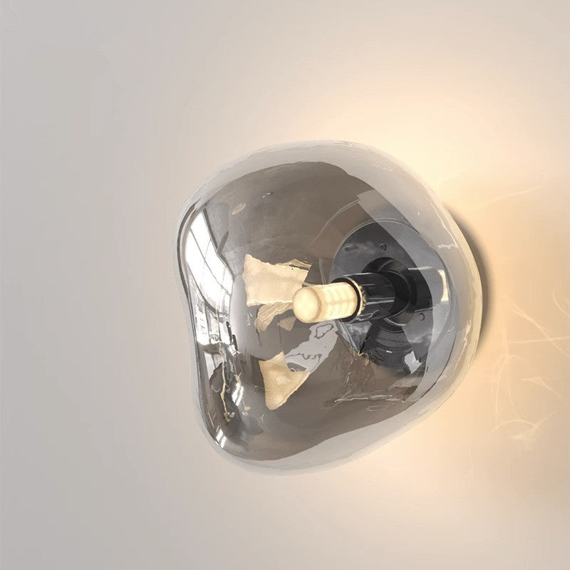Modern Minimalist Irregular Spherical Electroplated Glass Wall Sconce Lamp for Living Room