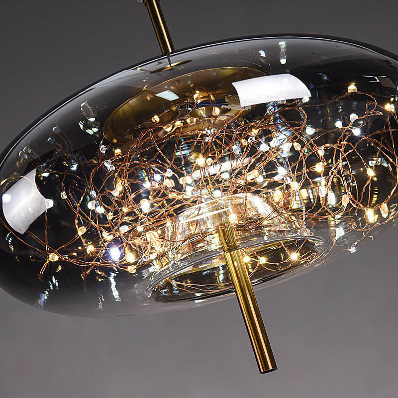 Contemporary Scandinavian Glass Pendant Light for Bedroom - 1-Light Cylinder Oval Design