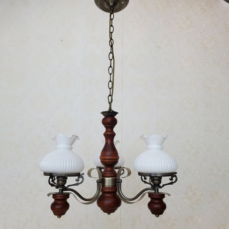 Rustic Iron & Wood 3-Light Candelabra Chandelier for Living Room Decor
