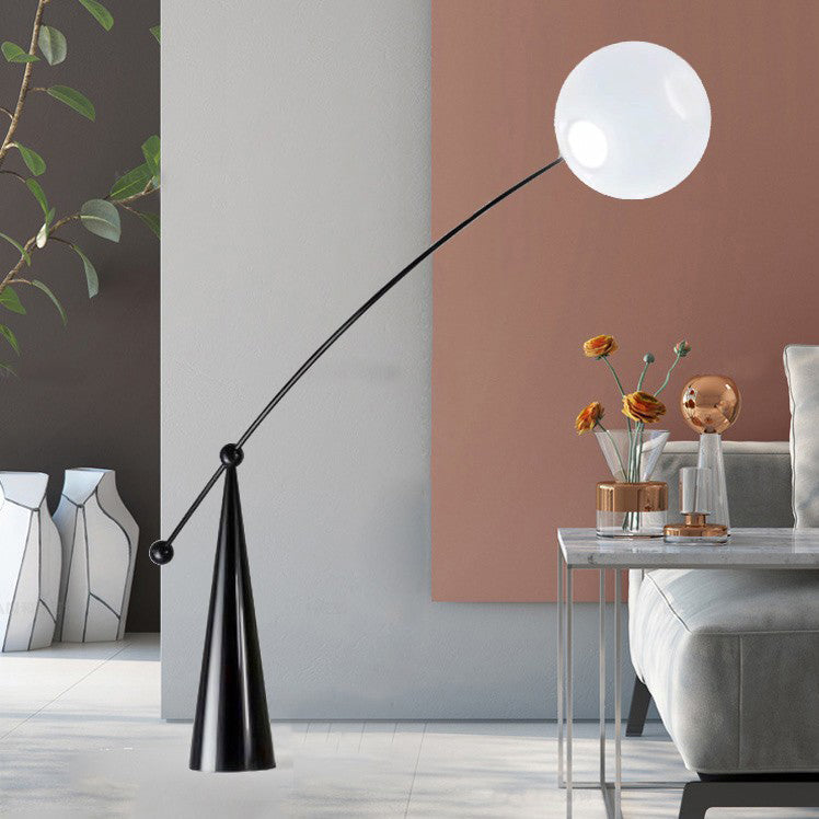 Contemporary Tapered Base Fishing Rod Floor Lamp - 1-Light Iron & Glass Design for Living Room
