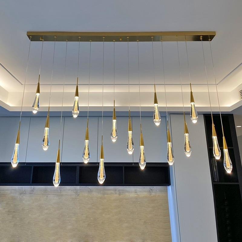 Contemporary Scandinavian Glass LED Pendant Light - Water Drops Design for Bedroom Lighting