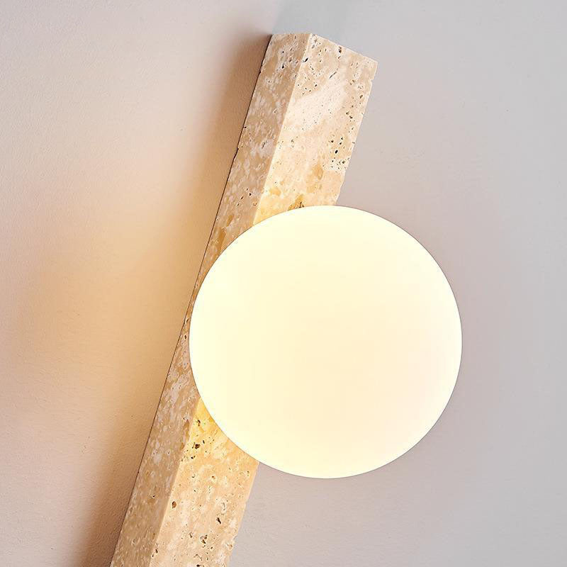 Traditional Japanese Yellow Travertine Lighting Fixture 2-Lights for Hallway