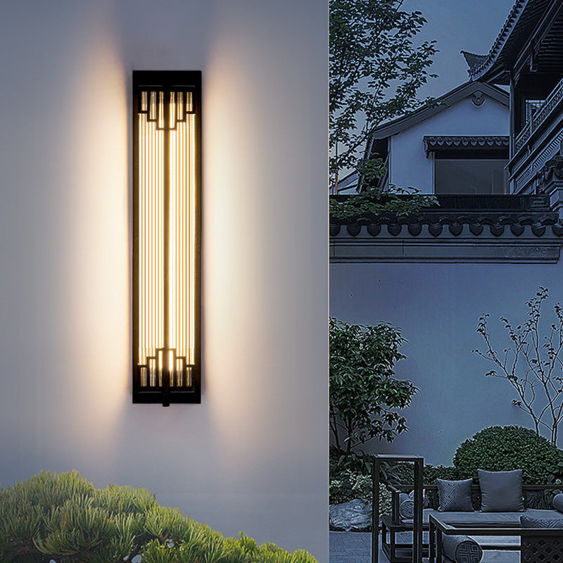 Traditional Chinese Waterproof Stainless Steel LED Wall Sconce for Outdoor Patio