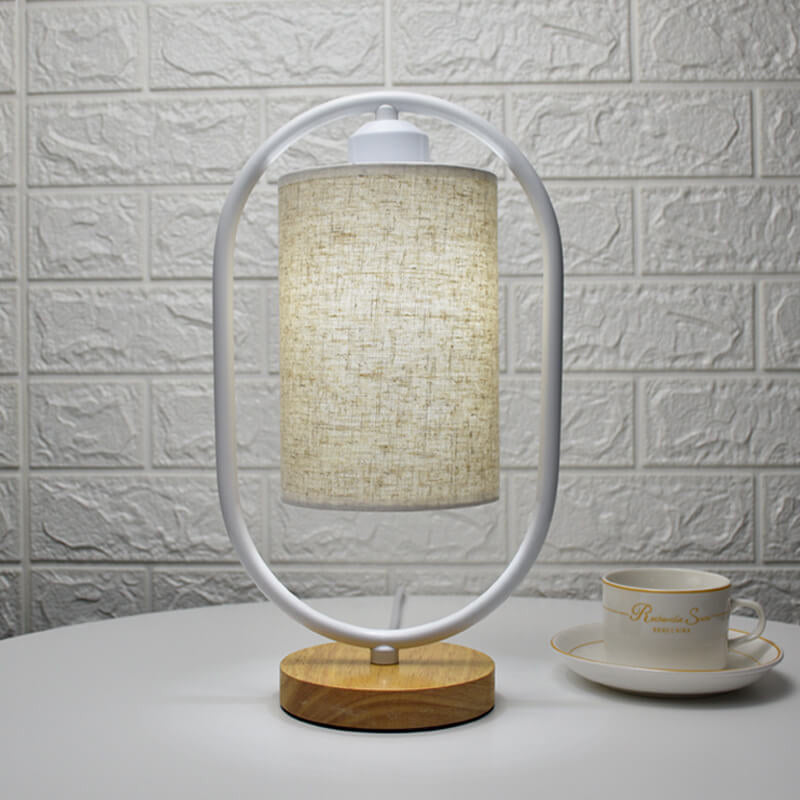 Nordic Linen White Ring 1-Light Dimmable Table Lamp - Modern Minimalist Design, Adjustable Brightness, Stylish Lighting for Living Room, Bedroom, Office - Contemporary Home Décor Accent Piece