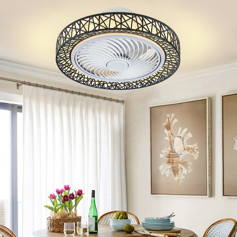 Modern Luxury Round Lace Ceiling Fan Light - LED Flush Mount Fixture