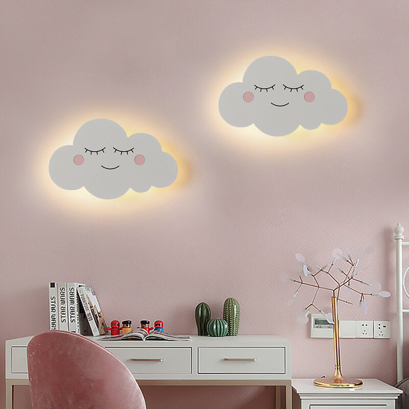 Nordic Creative Clouds Iron Emoji LED Kids Wall Sconce Lamp | Decorative Lighting for Children's Room | Playful Cloud Design | Bright LED Wall Light | Modern Nursery Decor | Fun Bedroom Wall Fixture | Cute Night Light for Kids | Unique Gift for Children |