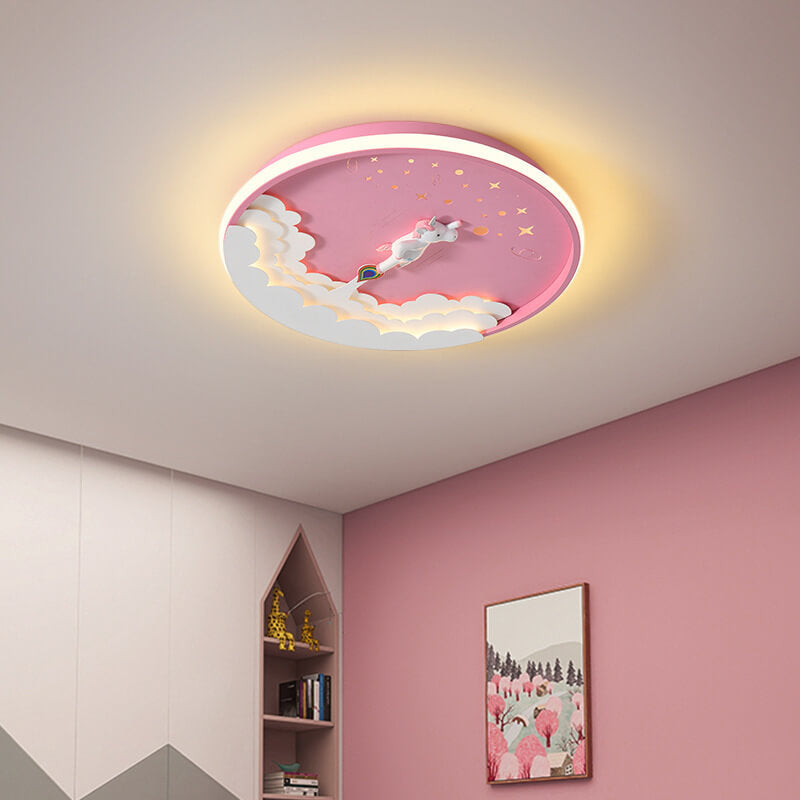 Modern Creative Cartoon Rocket Round LED Kids Flush Mount Ceiling Light - Kids Room Lighting, Cartoon Rocket Design, Flush Mount Ceiling Fixture, Energy-Efficient LED, Nursery Ceiling Light, Playroom Decor, Fun and Whimsical Lighting, Space Theme Room, Ch