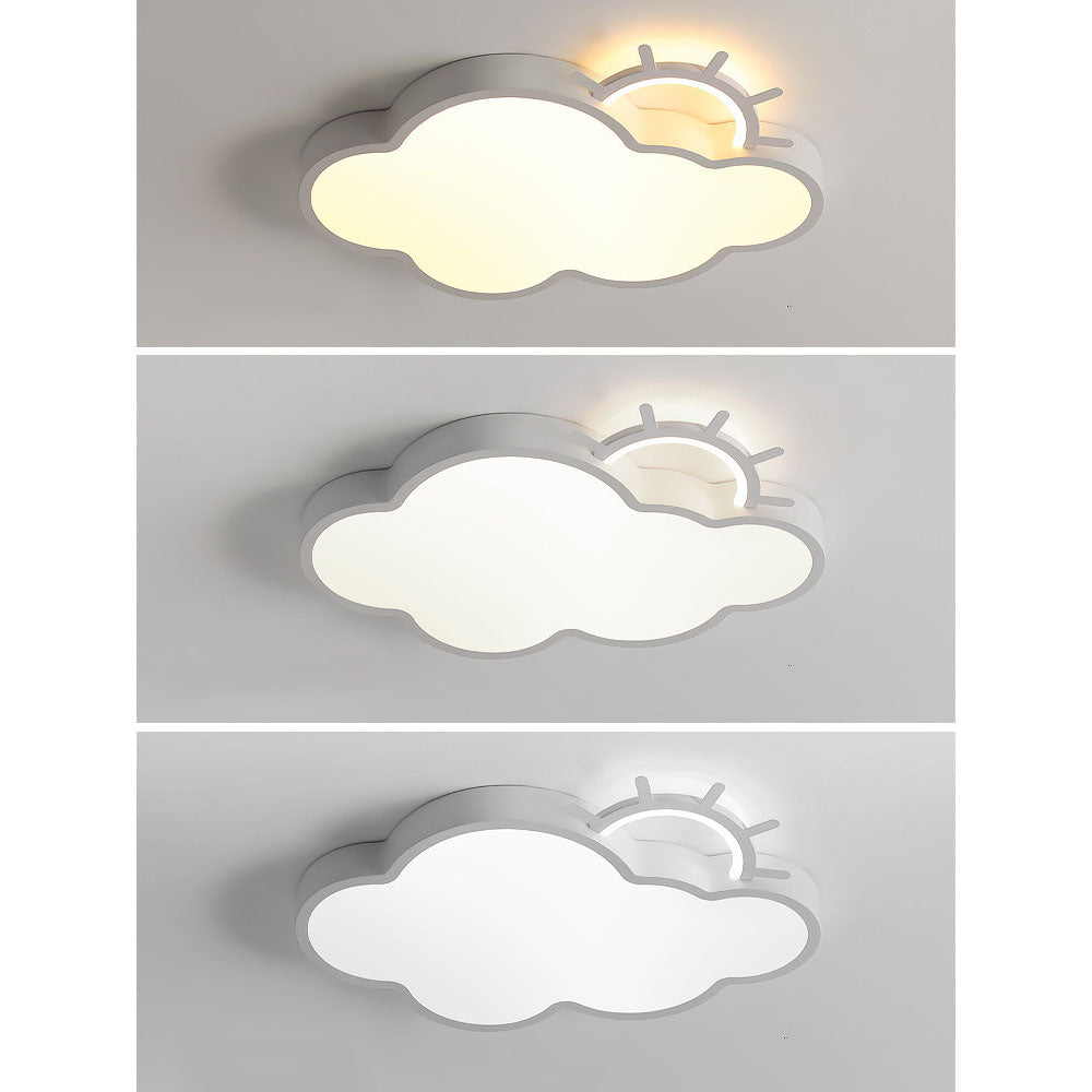 Contemporary Nordic Cloudy Sun Acrylic Iron LED Kids Flush Mount Ceiling Light for Living Room Bedroom Modern Design Energy-Efficient Lighting Fixture Unique Decorative Ceiling Lamp Stylish Playroom Illumination Cute Bedroom Lighting Solution Kids Room De
