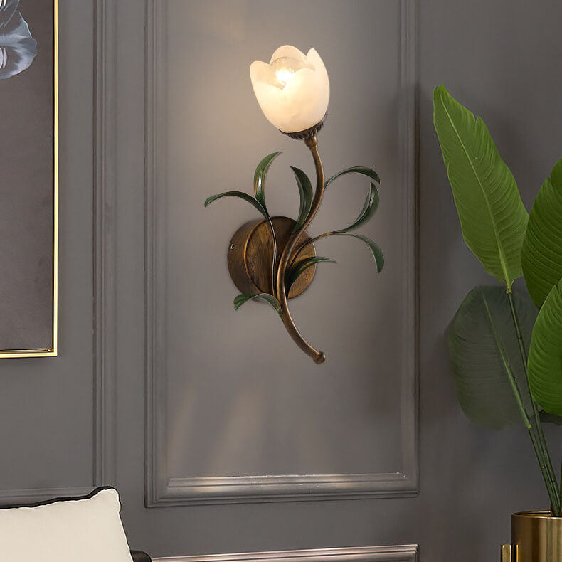 Modern Minimalist Glass Flower Wall Sconce - 1/2-Light Lamp for Living Room, Bedroom, and Hallway Decor