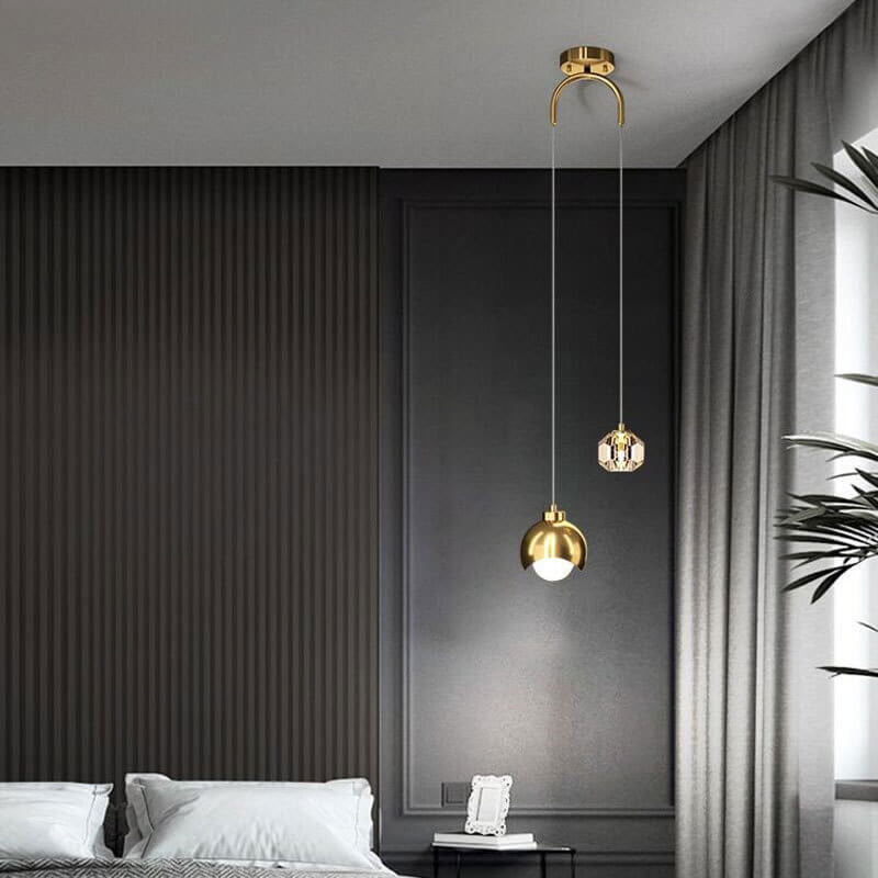 European Light Luxury Iron Brass LED Chandelier for Kitchen Island