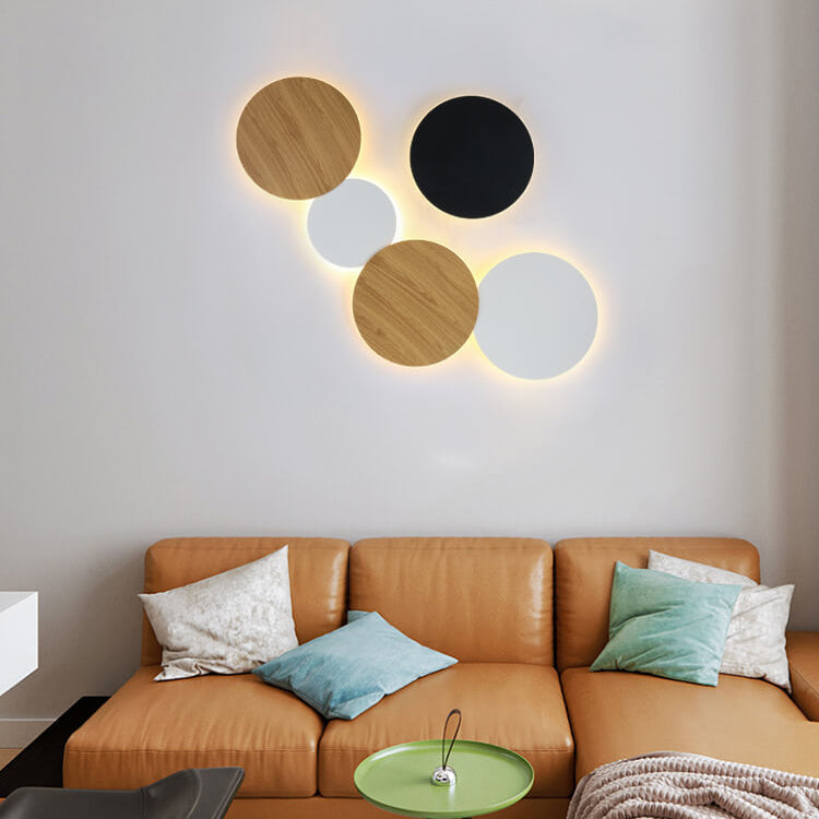 Modern Minimalist Round Eclipse Iron LED Wall Sconce Lamp for Living Room Lighting