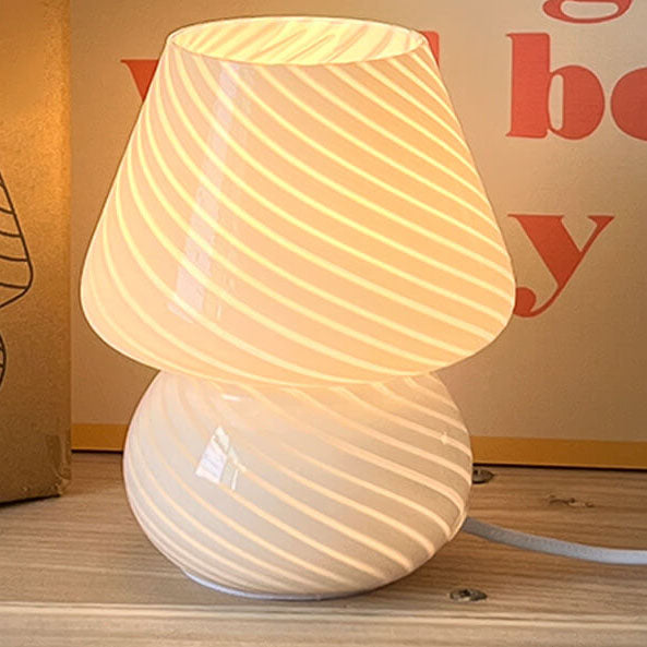 Modern Minimalist Striped Mushroom Glass Table Lamp 1-Light