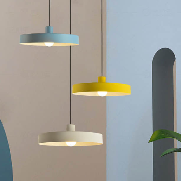 Modern Minimalist Aluminum Disc Pendant Light for Living Room