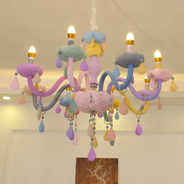 Modern Princess Macaroon Crystal Chandelier - 5/6/8/10/12/15 Light Options, Elegant Candelabra Design, Kids Room Decor, Stunning Glass Accents