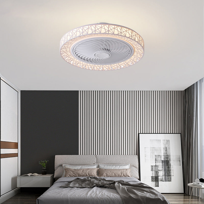 Modern Luxury Round Lace Ceiling Fan Light - LED Flush Mount Fixture