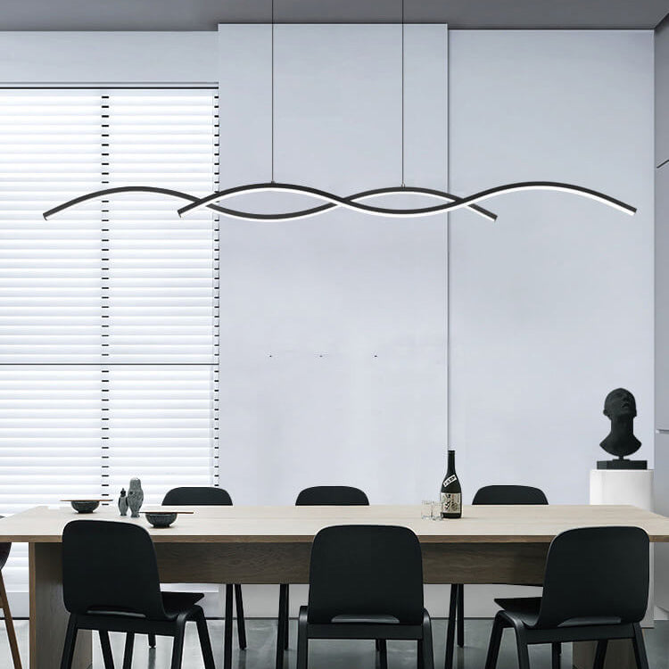 Nordic Minimalist LED Wave Design Island Chandelier - Modern Strip Light
