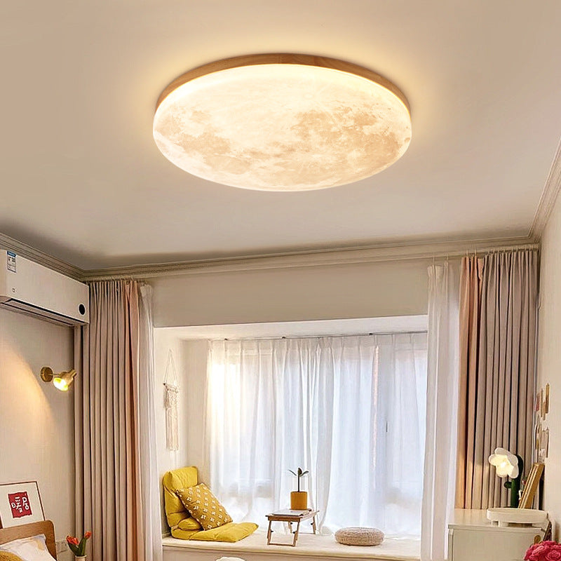 Modern Minimalist LED Flush Mount Ceiling Light - Round PVC Acrylic Moon Design for Living Room